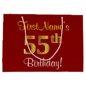 Elegant, rood, Faux Gold 55th Birthday; Naam op ma Large Cadeautasje (Achterkant)
