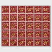 Elegant, rood, Faux Gold 56th Birthday; Naam op ma Cadeaupapier (Vlak)