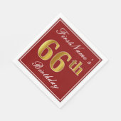 Elegant rood, Faux Gold 66e verjaardag + aangepast Servetten (Hoek)