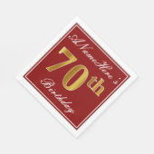 Elegant rood, Faux Gold 70ste verjaardag + aangepa Servetten (Hoek)