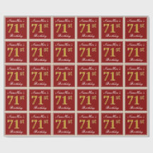 Elegant, rood, Faux Gold 71st verjaardag; Naam op 