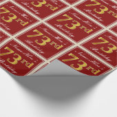 Elegant, rood, Faux Gold 73rd Birthday; Naam op ma Cadeaupapier (Hoek)