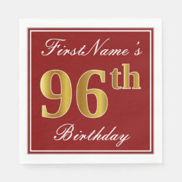 Elegant rood, Faux Gold 96e verjaardag + aangepast Servetten