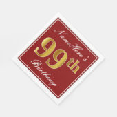 Elegant rood, Faux Gold 99e verjaardag + aangepast Servetten (Hoek)