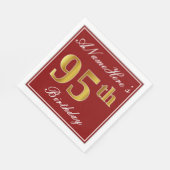 Elegant Rood, Faux Goud 95e Verjaardag + aangepast Servet (Hoek)