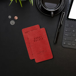 Elegant rood faux veganistisch leer visitekaartje