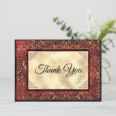 Elegant rood floral faux goud bedankkaart (Staand voorkant)