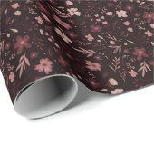 Elegant rood floreus botanisch patroon cadeaupapier (Rol Hoek)