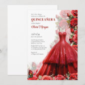 Elegant rood formele lange jurk waterverf rozen lu kaart (Voorkant / Achterkant)