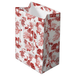 Elegant rood Frans land Toile Deer Medium Cadeauzakje