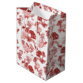 Elegant  rood Frans land Toile Deer Medium Cadeauzakje (Achterkant Gekanteld)