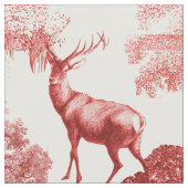 Elegant  rood Frans land Toile Deer Stof (Close Up)