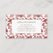 Elegant  rood Frans land Toile Deer Visitekaartje (Achterkant)