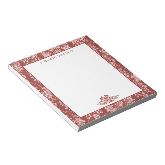 Elegant rood Frans  toilet Notitieblok (Schuin)