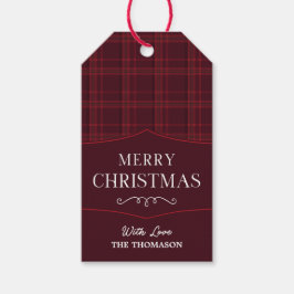 Elegant rood geplakt Custom Merry Christmas Cadeaulabel