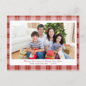 Elegant rood geplakt kerstfoto Briefkaart (Voorkant)