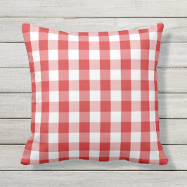 Elegant rood geruit patroon buitenkussen