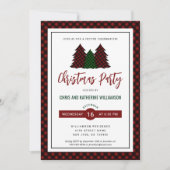 Elegant rood geruit patroon kerstvakantie feest kaart (Voorkant)