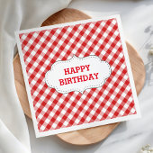 Elegant rood gingham patroon gepersonaliseerde ver servetten