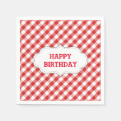 Elegant rood gingham patroon gepersonaliseerde ver servetten (Voorkant)