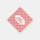 Elegant rood gingham patroon gepersonaliseerde ver servetten (Hoek)