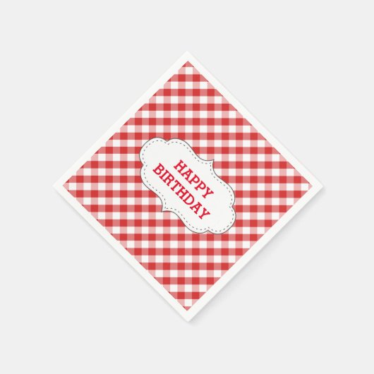 Elegant rood gingham patroon gepersonaliseerde ver servetten (Hoek)