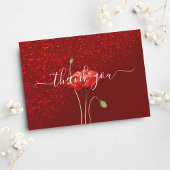 Elegant rood glitter script begrafenis bedankt kaa