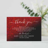 Elegant rood glitter script begrafenis bedankt kaa (Staand voorkant)
