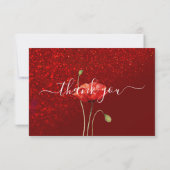 Elegant rood glitter script begrafenis bedankt kaa (Achterkant)