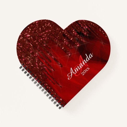 Elegant rood glitterend ontwerp notitieboek (Voorkant)