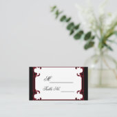 Elegant rood gotisch Lijst bruiloft plaats kaart Plaatskaartje (Staand voorkant)