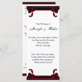 Elegant rood gotisch Lijst bruiloft programma Programmakaart (Voorkant / Achterkant)