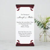 Elegant rood gotisch Lijst bruiloft programma Programmakaart (Staand voorkant)