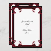 Elegant rood gotisch Lijst bruiloft uitnodiging (Voorkant / Achterkant)