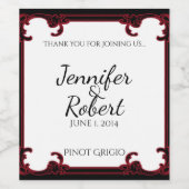 Elegant rood gotisch Lijst bruiloft wijnlabel Wijn Etiket (Enkel label)