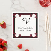 Elegant Rood Gotisch Lijst Monogram Bruiloft Servetten (Insitu)