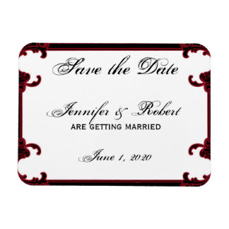 Elegant rood gotisch Lijst Save the Date Magneet