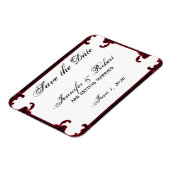 Elegant rood gotisch Lijst Save the Date Magneet (Linkerzijde)