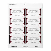 Elegant rood gotisch Lijst waterflesje label (Full Sheet)