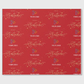 Elegant rood goud aangepaste zakelijke Logo kerst Cadeaupapier (Vlak)