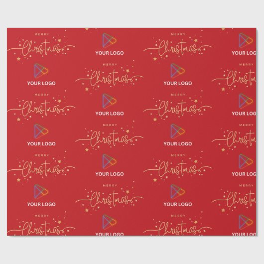 Elegant rood goud aangepaste zakelijke Logo kerst Cadeaupapier (Vlak)