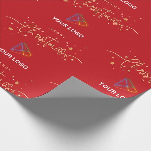 Elegant rood goud aangepaste zakelijke Logo kerst Cadeaupapier (Hoek)