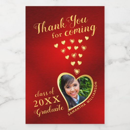 Elegant Rood Goud Bedankt 2025 Afstuderen Favoriet Wijn Etiket (Enkel label)