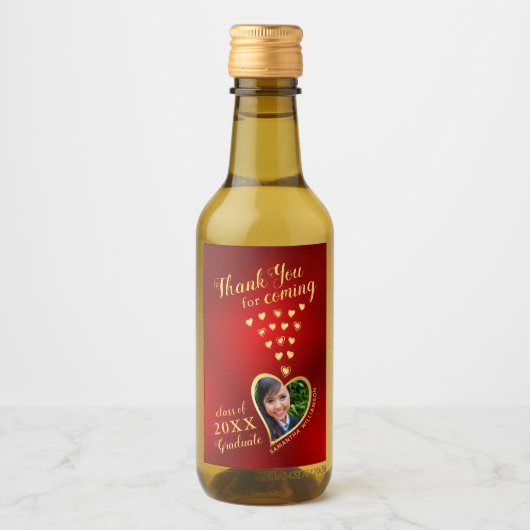 Elegant Rood Goud Bedankt 2025 Afstuderen Favoriet Wijn Etiket (Voorkant)