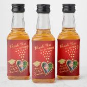 Elegant Rood Goud Bedankt 2025 Afstuderen Likeurfles Etiket (Flessen)