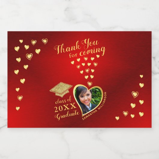 Elegant Rood Goud Bedankt 2025 Afstuderen Likeurfles Etiket (Enkel label)