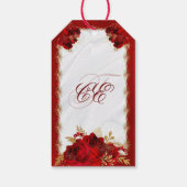 Elegant rood goud bloemenbruiloft dank u cadeaulabel (Achterkant)