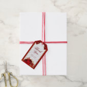 Elegant rood goud bloemenbruiloft dank u cadeaulabel (Met Touw)
