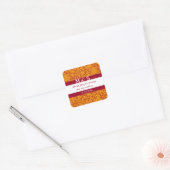 Elegant rood goud bloemenbruiloft monogram dank u vierkante sticker (Envelop)