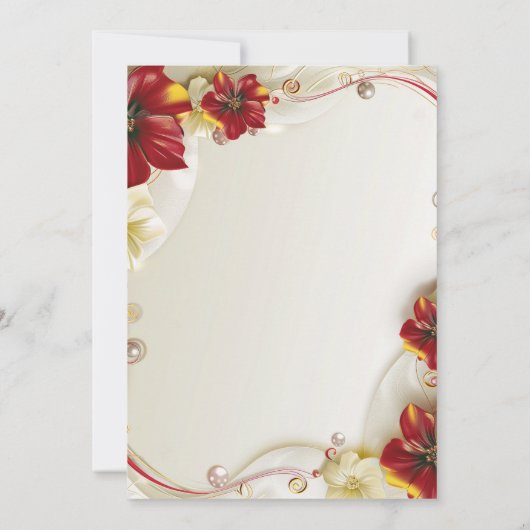 Elegant rood goud bloemencharra quinceanera kaart (Achterkant)